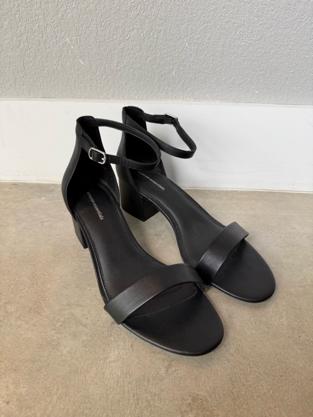 Amazon Essentials Black Ankle-Strap Block Heels